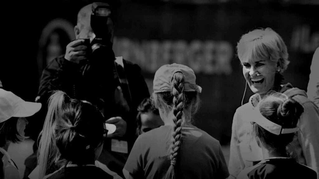 In Nuremberg 2017 Judy Murray, mother of Andy Murray, held a workshop with a bunch of local kids.